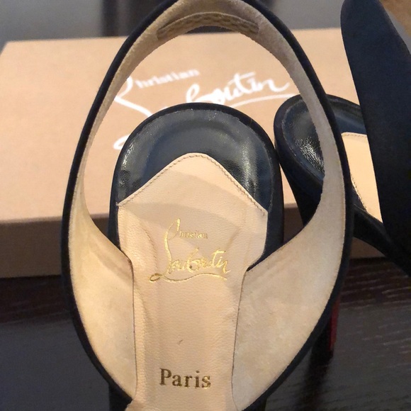 Christian Louboutin Black Satin Sling Back Pumps - Picture 8 of 10